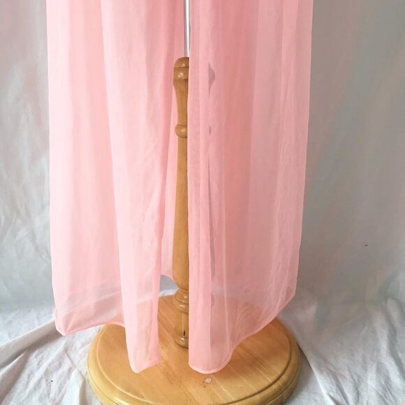 Vintage bright pink nylon lace  robe size S - Picture 5 of 10